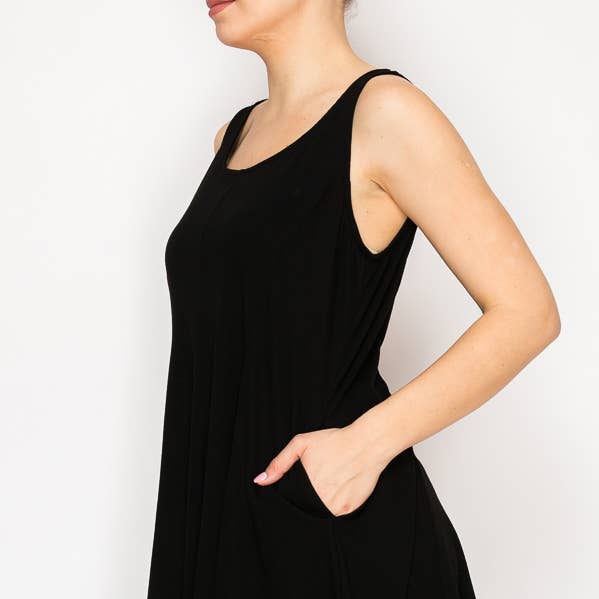 Débardeur tunique fluide avec poches cachées - T16BK pour la vente par Origami Apparel ~ Lace and Crochet inspired