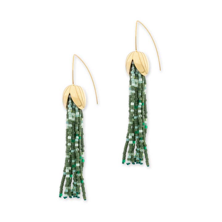 Geaarde Hoop Kwast Oorbellen - Goud voor wholesale door This is Eden