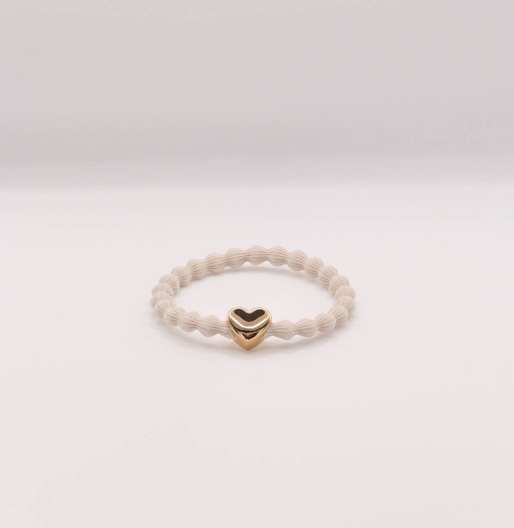 Last True Angel - Wholesale Hair Tie - Wave Hair Tie with Gold Heart Charm (Various Colours)8