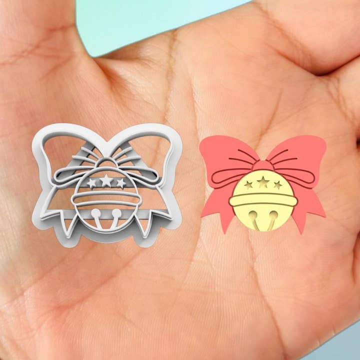 Jingle Bell Rode Strik B Kerstmis Klei Snijder 3D geprint voor wholesale door Roussell Prints and Demand LLC