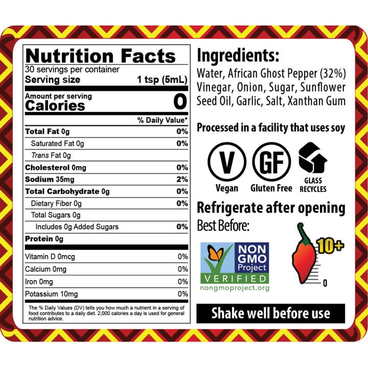 African Dream Foods - Wholesale Hot Sauce - African Ghost Pepper Hot Sauce, 5 fl oz (6 Units Per Case)