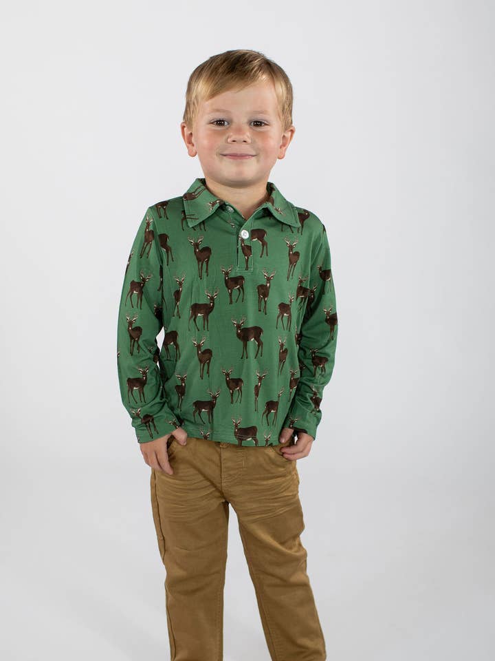 Goosies - Wholesale Shirt - Kids - Deer - LS Polo Shirt (Low Stock Discount) 0