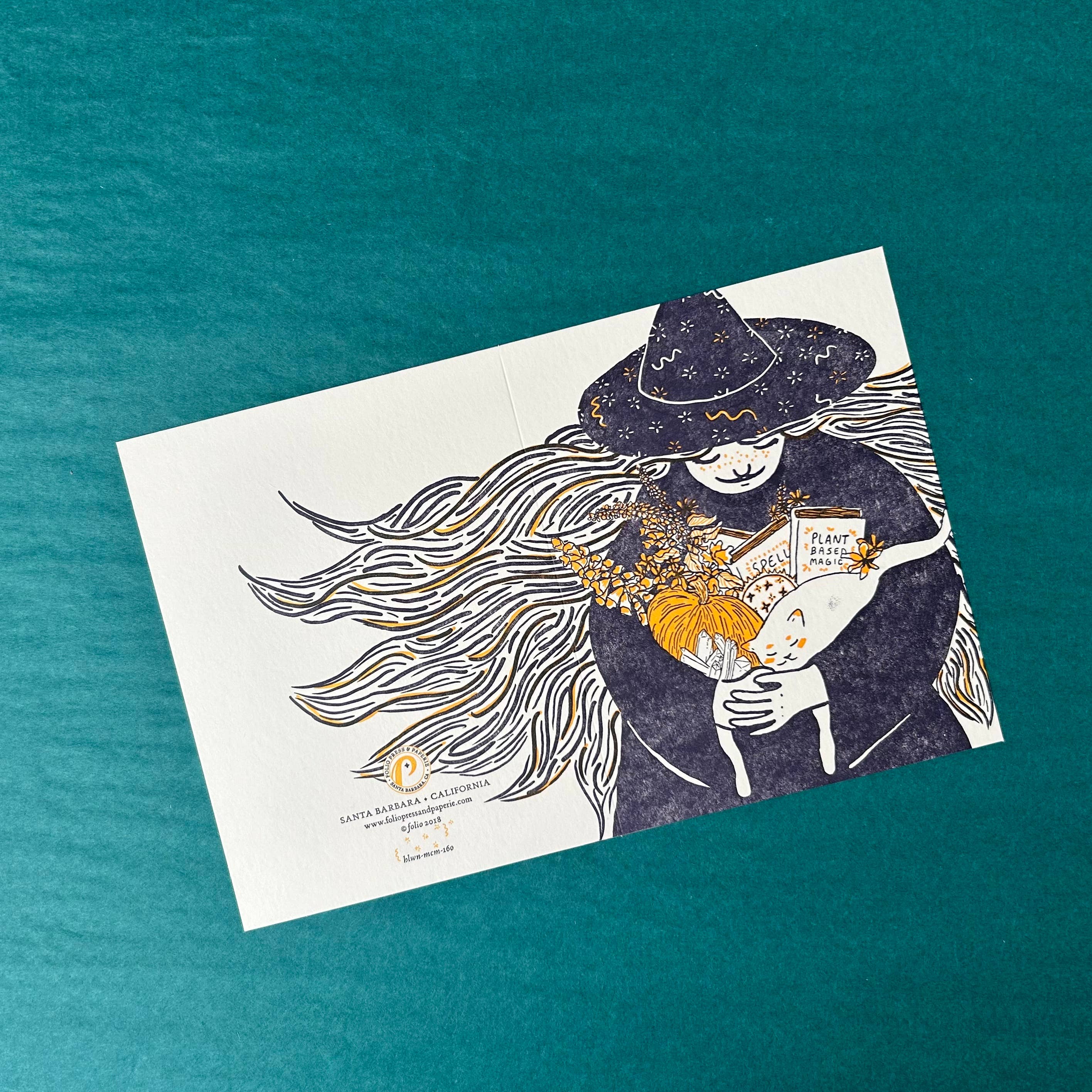 folio press & paperie - Wholesale Halloween Card - Witch - Letterpress Halloween Greeting Card1