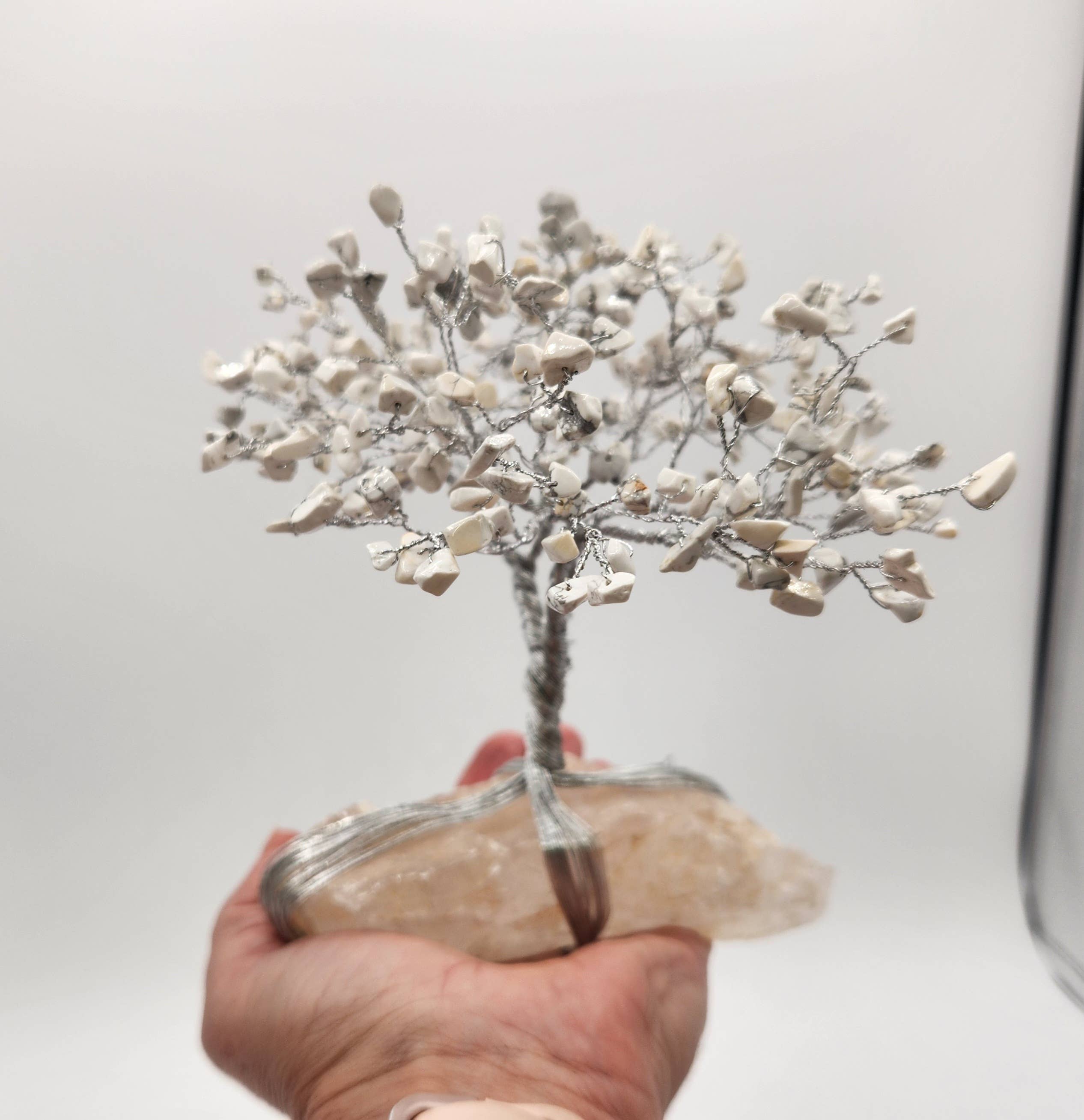Meraki Gemstones - Wholesale Spiritual Stone/Crystal - Gemstone Tree-White Howlite with Clear Quartz w/Silver Wire5