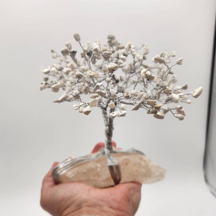 Meraki Gemstones - Wholesale Spiritual Stone/Crystal - Gemstone Tree-White Howlite with Clear Quartz w/Silver Wire5