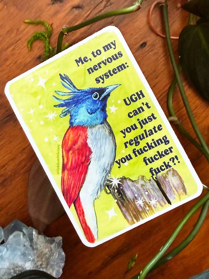 Me, to my nervous system cant you just regulate: sticker for wholesale by Fabulously Feminist