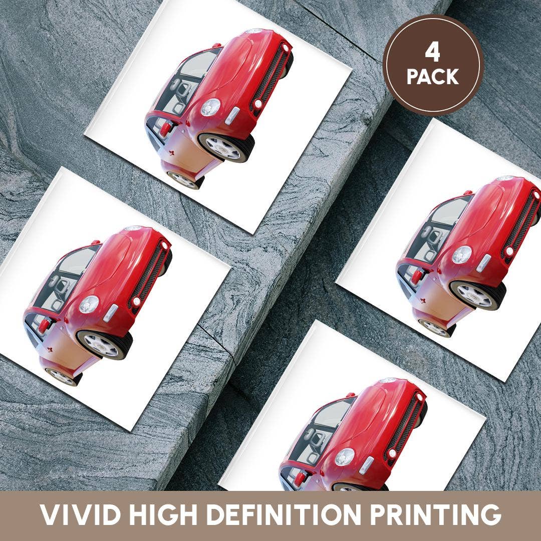 3dRose - Venta al por mayor Posavasos - 3dRose, Coche Euro Rojo, Posavasos5