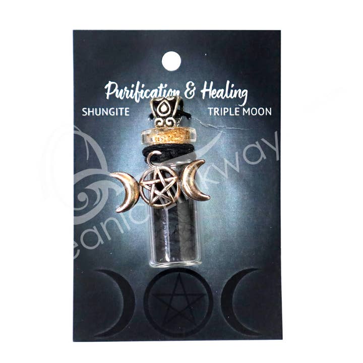 Oceanic Linkways Inc - Wholesale Spiritual Stone/Crystal - NECKLACE - CHIPS STONES IN BOTTLE SHUNGITE WITH TRIPLE MOON1