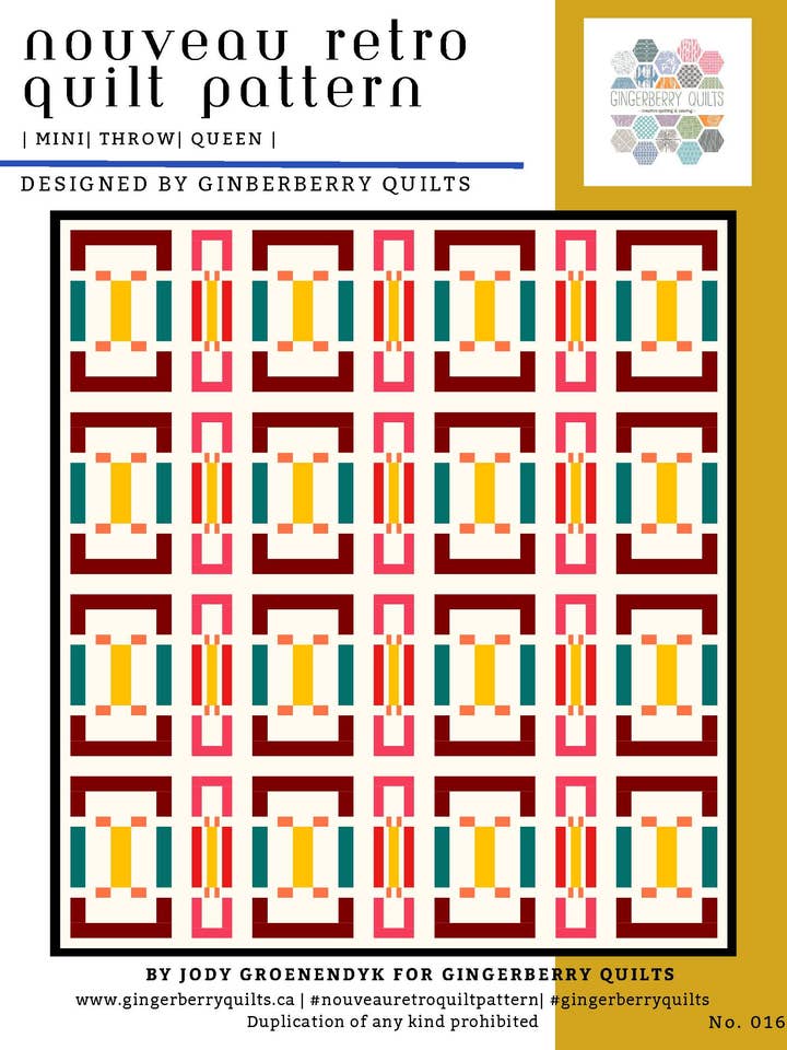 Nouveau Retro Quilt Pattern - Physical Copy for wholesale by Gingerberry Quilts