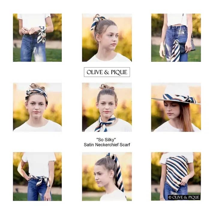 Olive & Pique - Wholesale Scarf - Women's - "So Silky" Satin Neckerchief Scarf, Versatile, Sage3