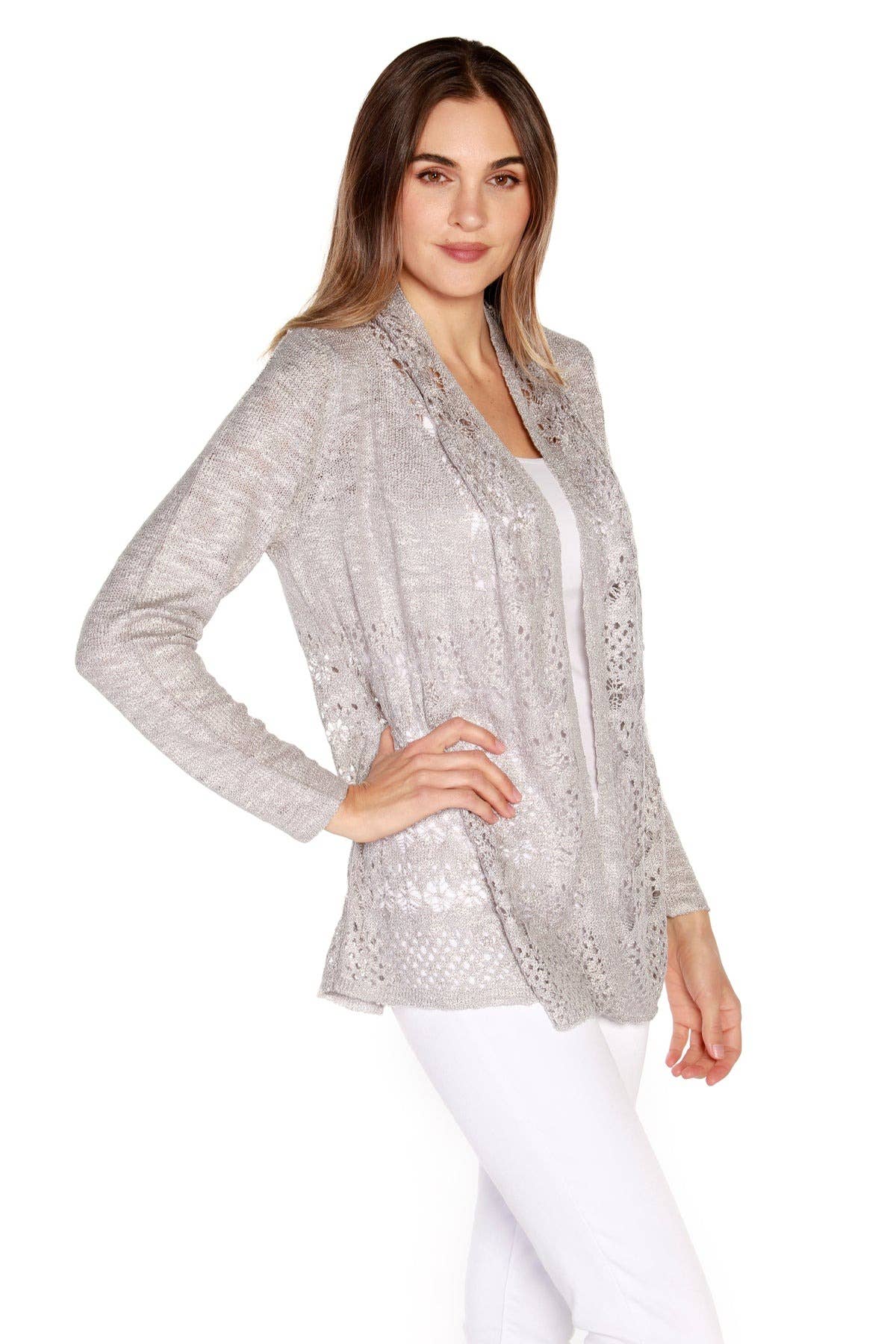 Belldini - Wholesale Cardigan - Women's - Women's Long Sleeve Crochet Knit Swing Cardigan20