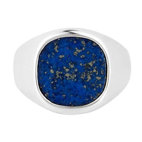 Anel Large Lazuli Lazuli Signet Azul - Prata por atacado de Twistedpendant
