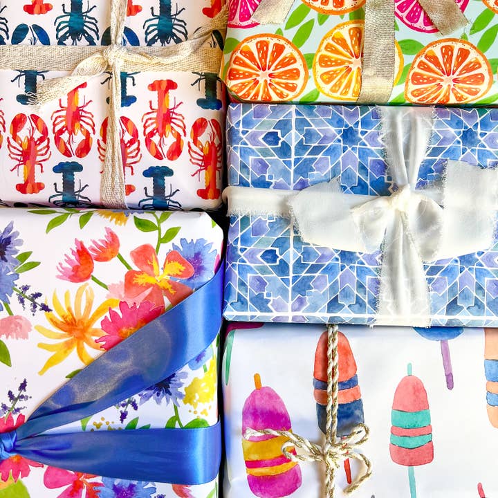Gert & Co - Wholesale Wrapping Paper Roll - Bright Oranges Gift Wrap | Bright Citrus Wrapping Paper