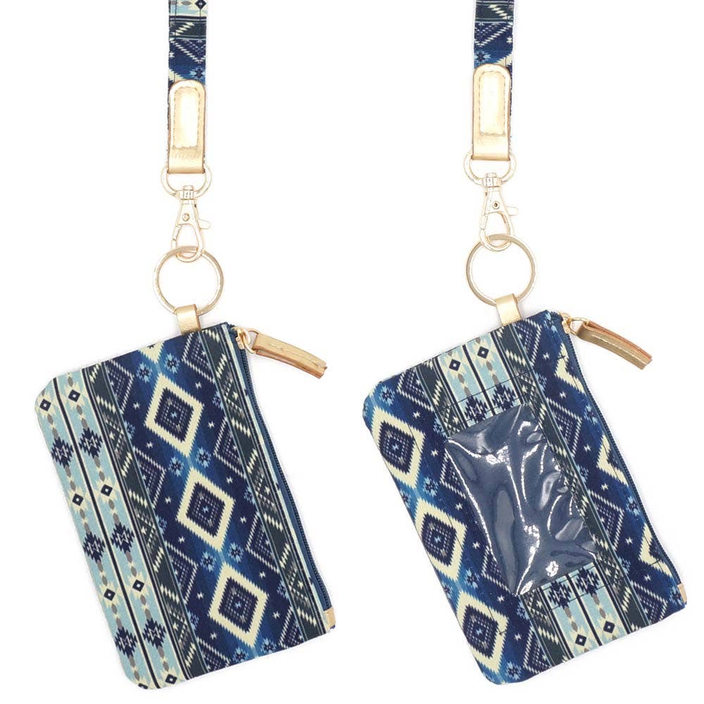 Sensibling Corp. - Wholesale Lanyard - Women's - Boho Aztec Patterned ID Wallet Detachable Lanyard
2