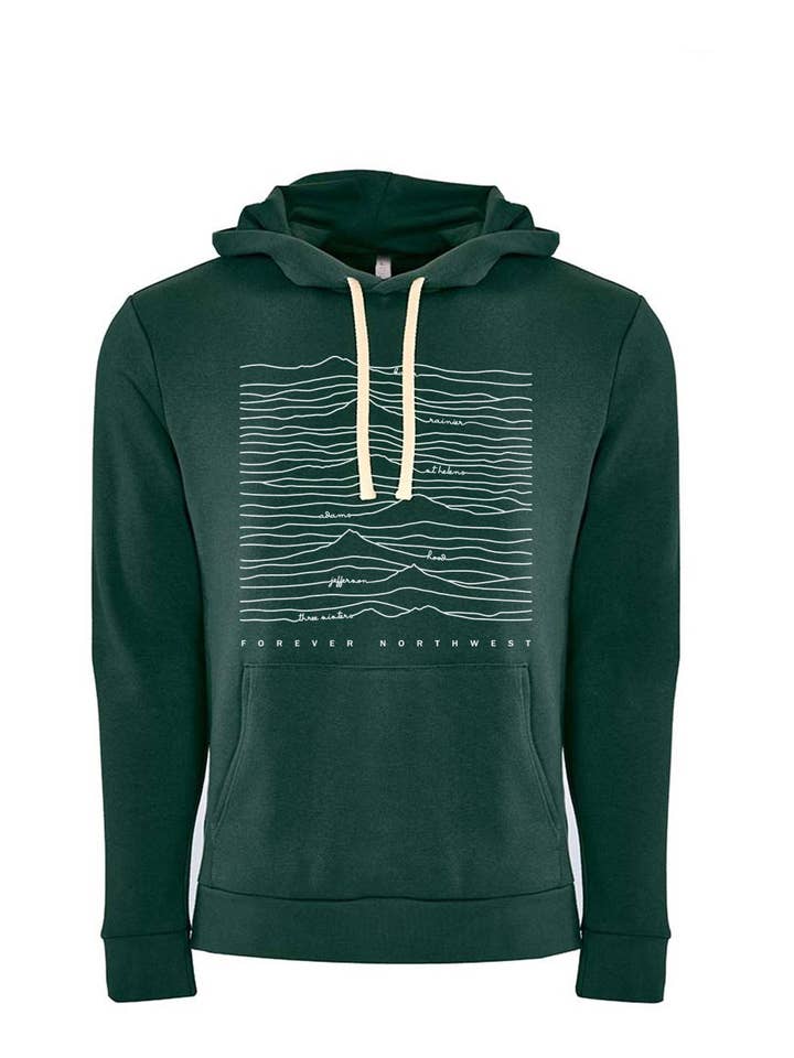 Cascade Mountain Range Hoodie - Forest Green (NEW STYLE) for wholesale by Forever Northwest