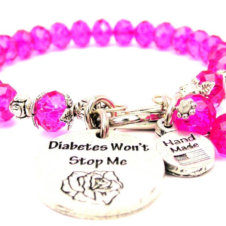 Diabetes Wont Stop Me Splash Of Color Crystal Bracelet for wholesale by Chubby Chico Charms