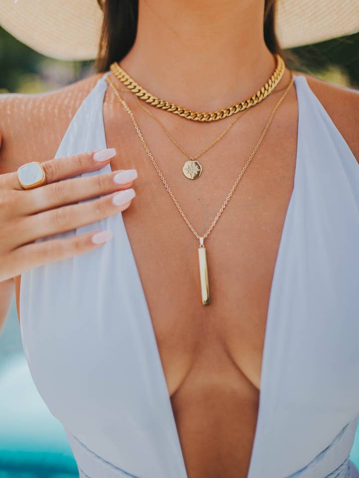 colar pingente grande estrela norte por atacado de bubs & sass