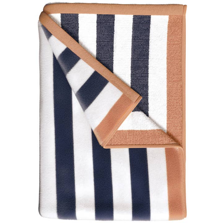 BH Collective - Wholesale Beach Towel - Oversized Striped Border Cabana Beach Towel - Santa Cruz