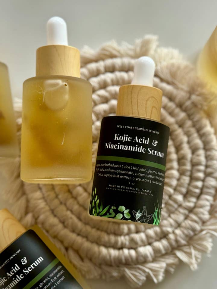 Kojic Acid & Niacinamide Serum With Raw Pacific Northwest Seaweed for wholesale by West Coast Seaweed Skincare