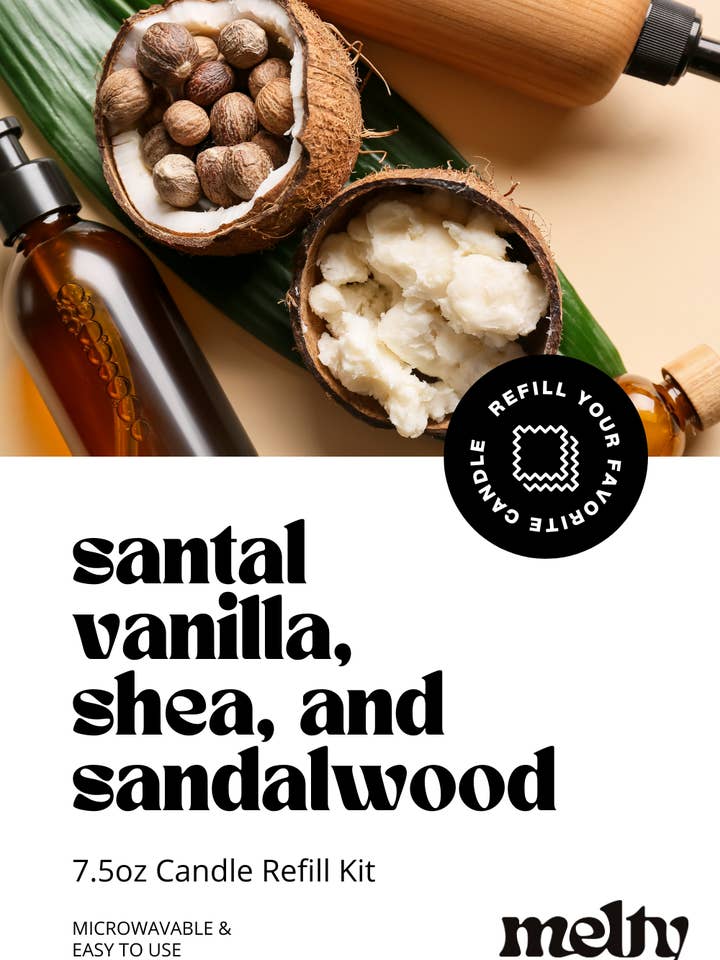Microwavable Candle Refill Santal Vanilla, Shea & Sandalwood for wholesale by Melty