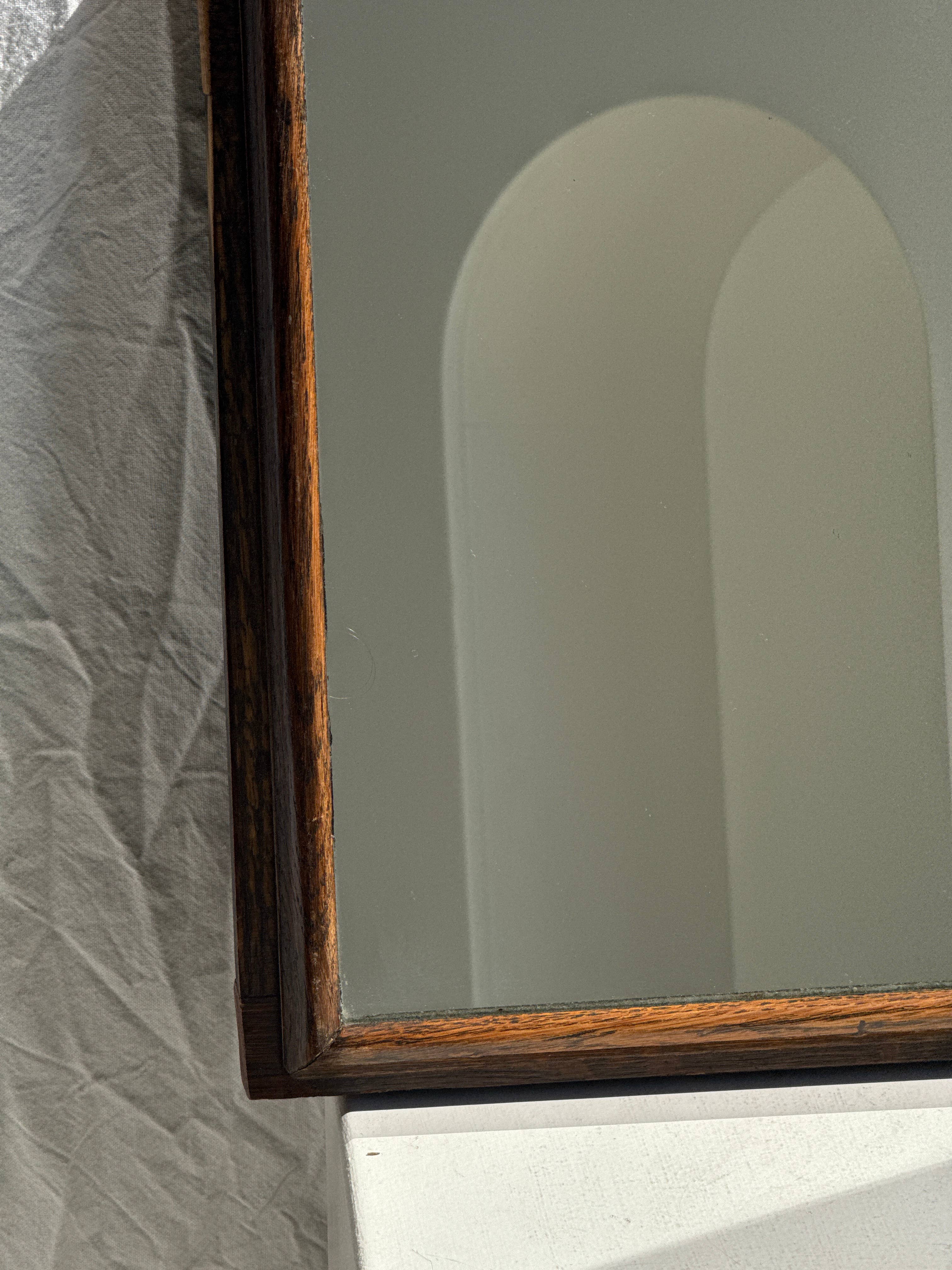 Brown Small antique English rectangular mirror with pediment for wholesale on Faire4