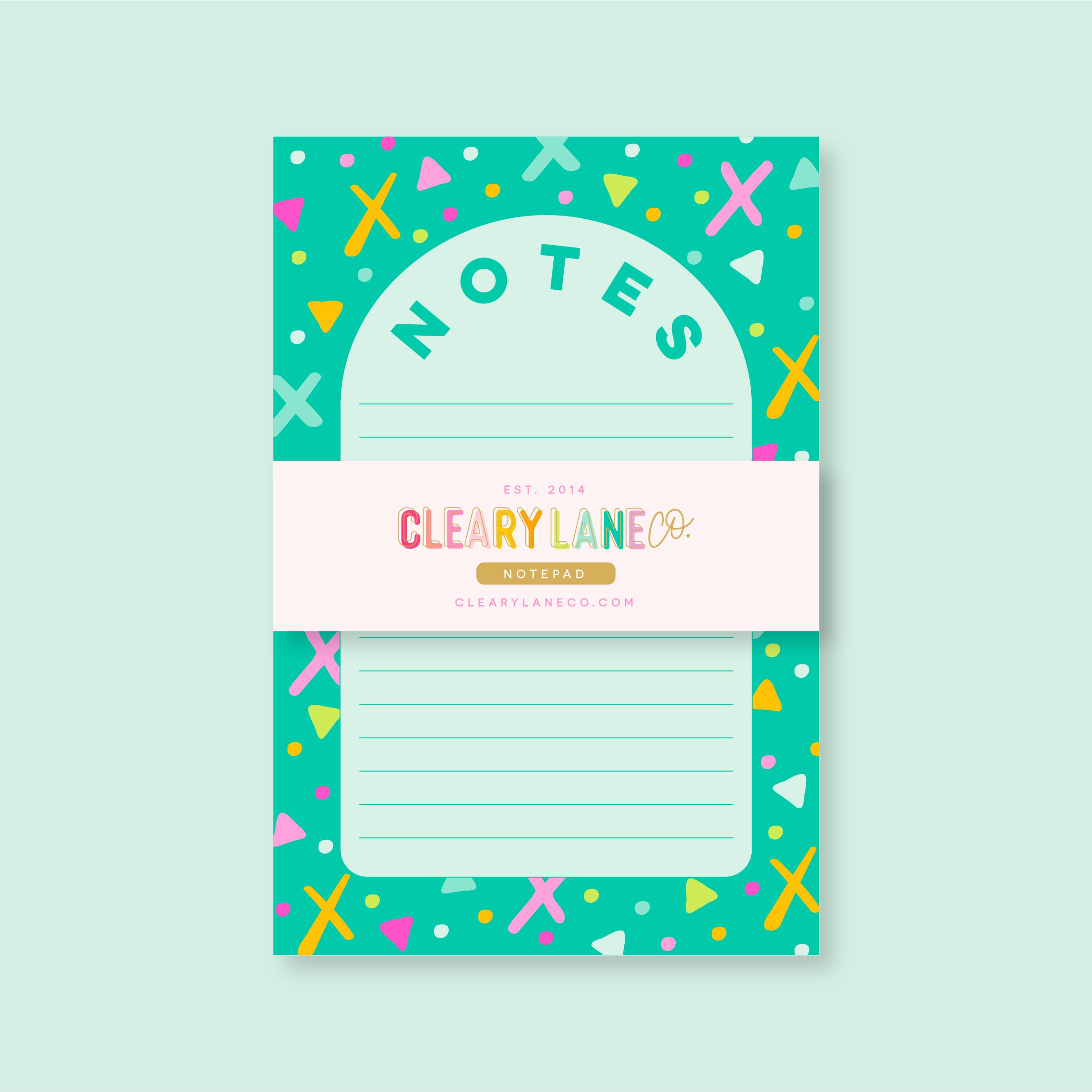 Cleary Lane – wholesale Notepad – Notepad | 4"x6" | Aqua Rainbow Shapes