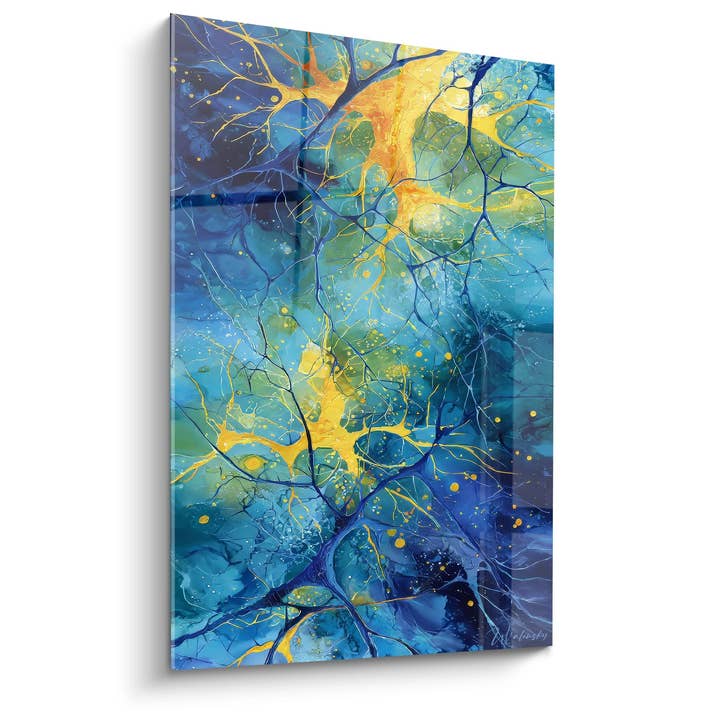 Abstract Neural Network Painting - Golden Synaptic Connections - Neural Edition for wholesale by Walensky