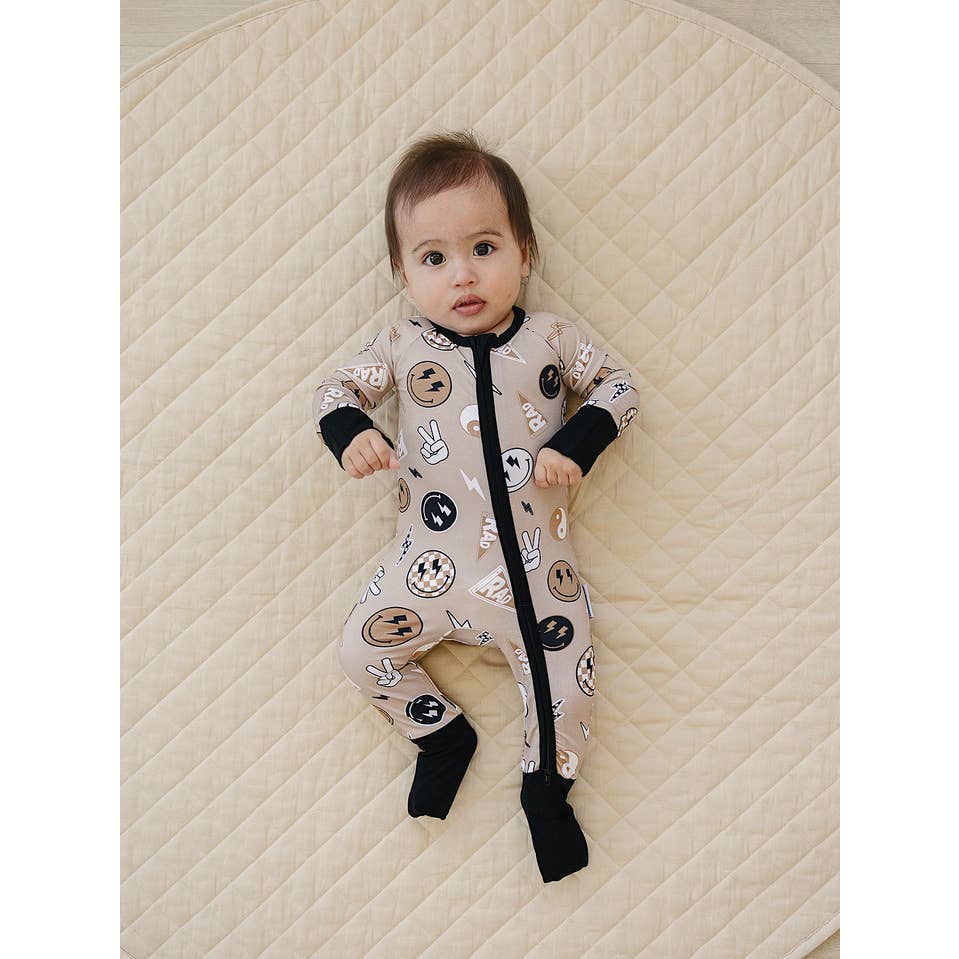 Lucky Panda Kids - Wholesale Jumpsuit - Baby - Bamboo Zip Romper | Latte Rad Vibes