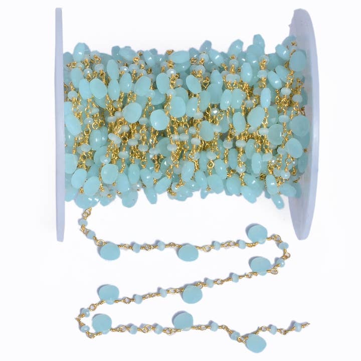 Rosary chain - teardrop - 1 meter - chalcedony blue for wholesale by Buganto