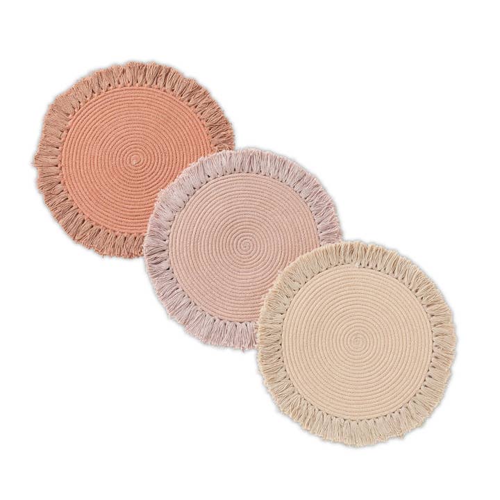 Untersetzer Makramee 3er Set 8,5 Zoll Durchmesser für den Großhandel von Folkhomes Global Inc
