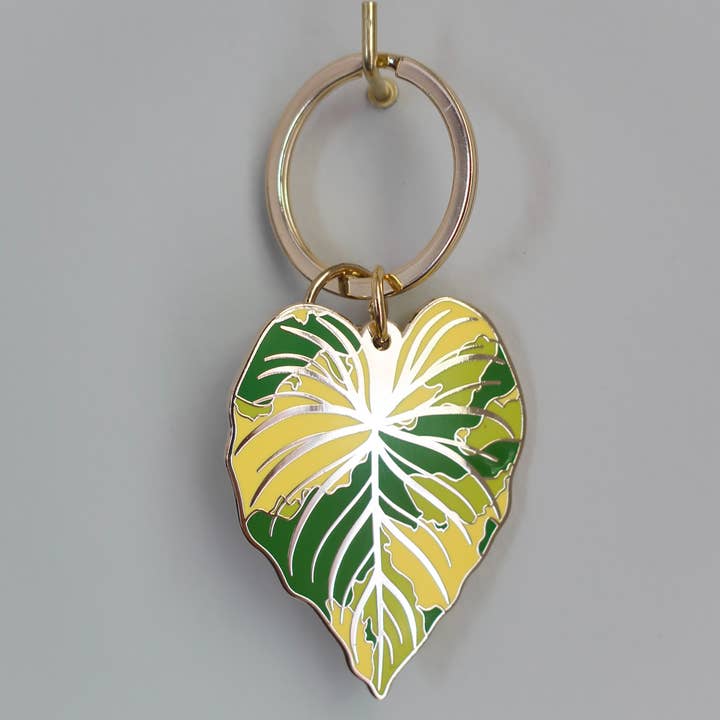 Variegated Philodendron Gloriosum Enamel Keychain for wholesale by Beehive 95 Designs