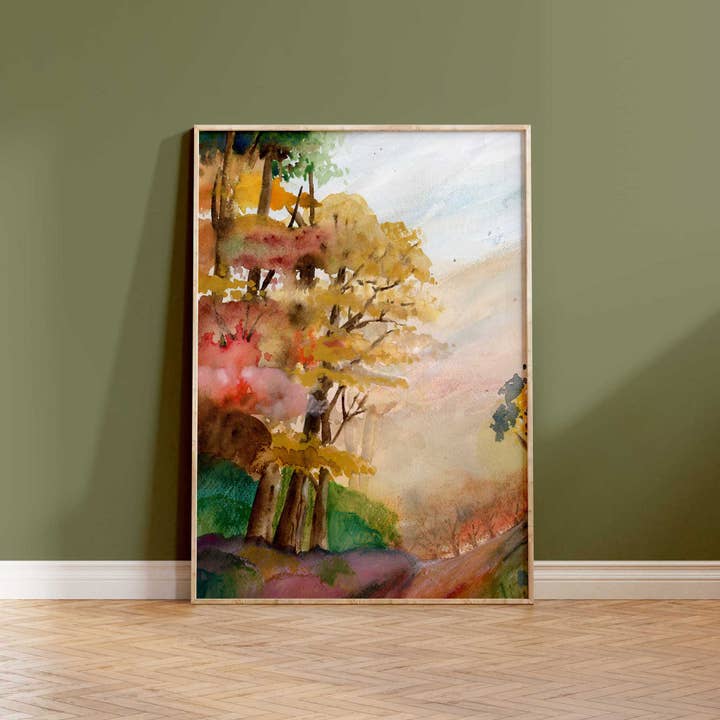 Jenny Vellacott - Wholesale Art Print - Autumn Art Print Autumn Trees Print with Autumn Colour Print4