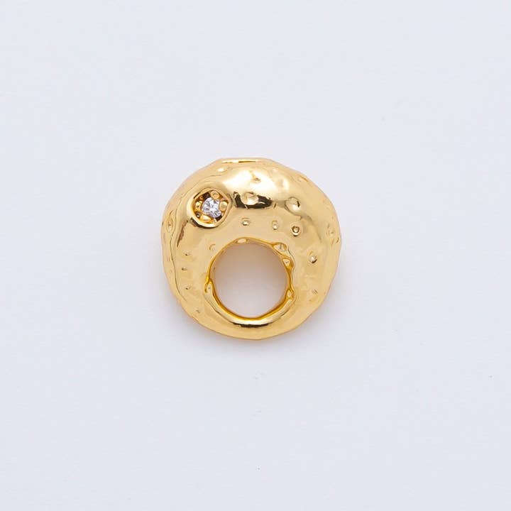 18K Gold Filled 10mm Round CZ Unique Oval with Large Hole Spacer Bead | AF-A1087 for wholesale by Aim Eternal