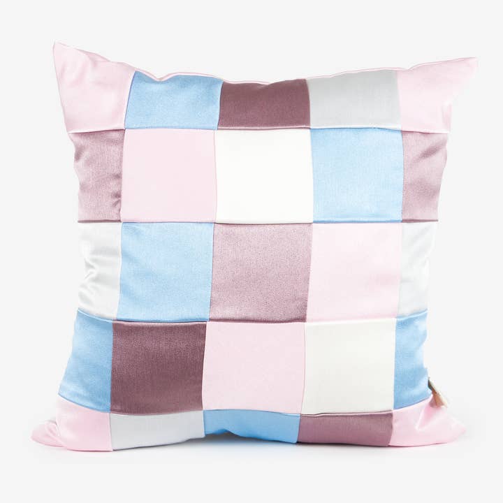 Satin Checkerboard Cushion in Pastel for wholesale by LannyxStudio