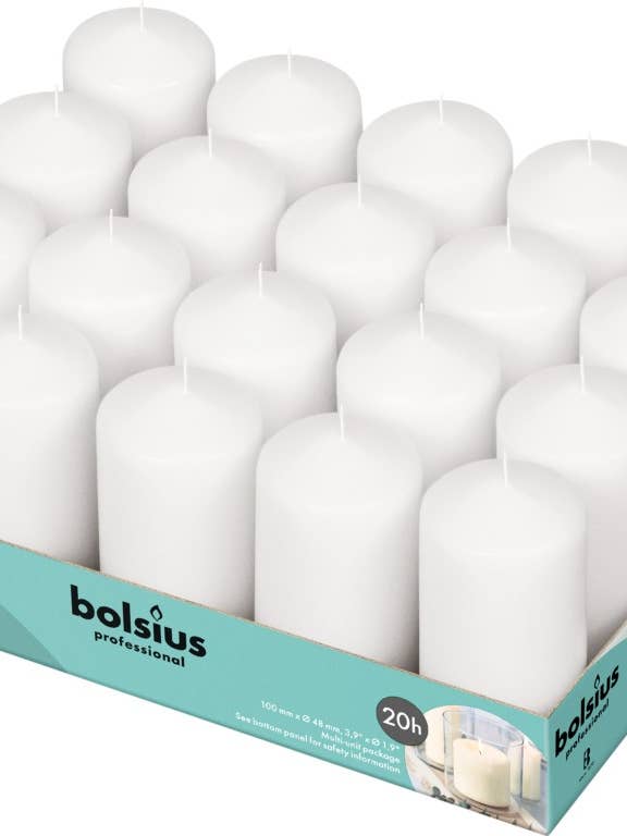 Bougies piliers pour restauration 10 x 5 - plateau de 20 blanches pour la vente par Sfeerpunt