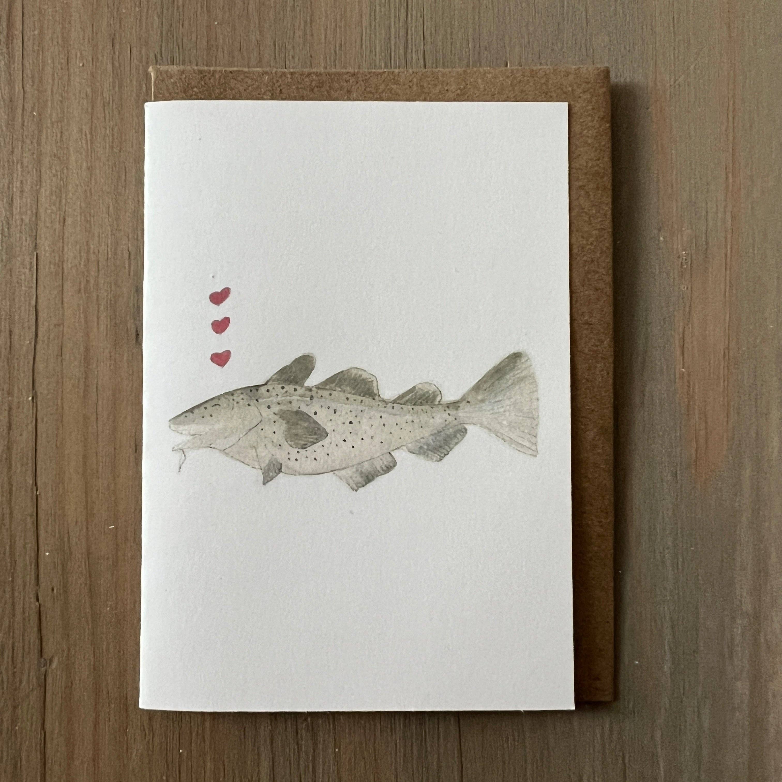 Zucchini Fish - Vente Cartes de déclaration d'amour - Carte d'accompagnement d'amour de morue1