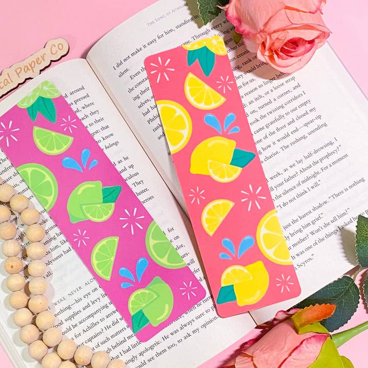Marque-pages d'été citron vert pour la vente par Pink Petal Paper Co