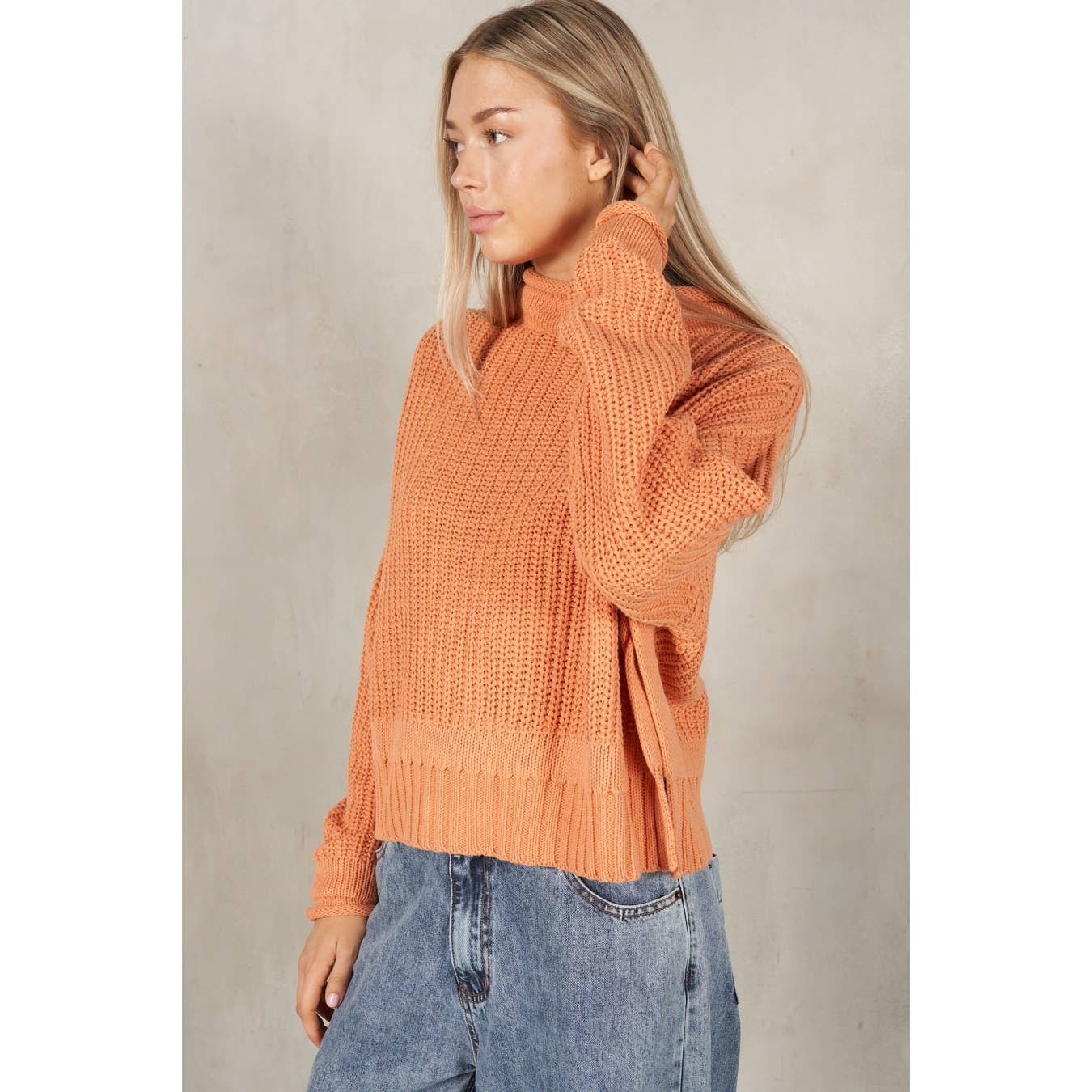 lalamia – Pulôver - Mulher por atacado – Camisola manga comprida Semi Crop Rolled Mock Neck7