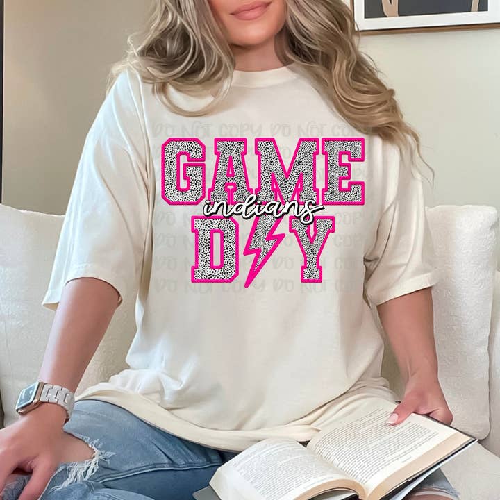 Indians Gameday Preppy DTF-Transfer mit Kunststickerei für den Großhandel von K and M Designs