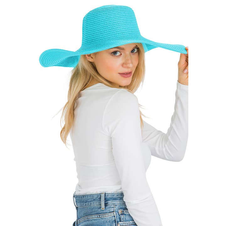 Cap Zone - Wholesale Straw Hat - Women's - Solid Color Tight Weave Paper Straw Floppy Sun Hat