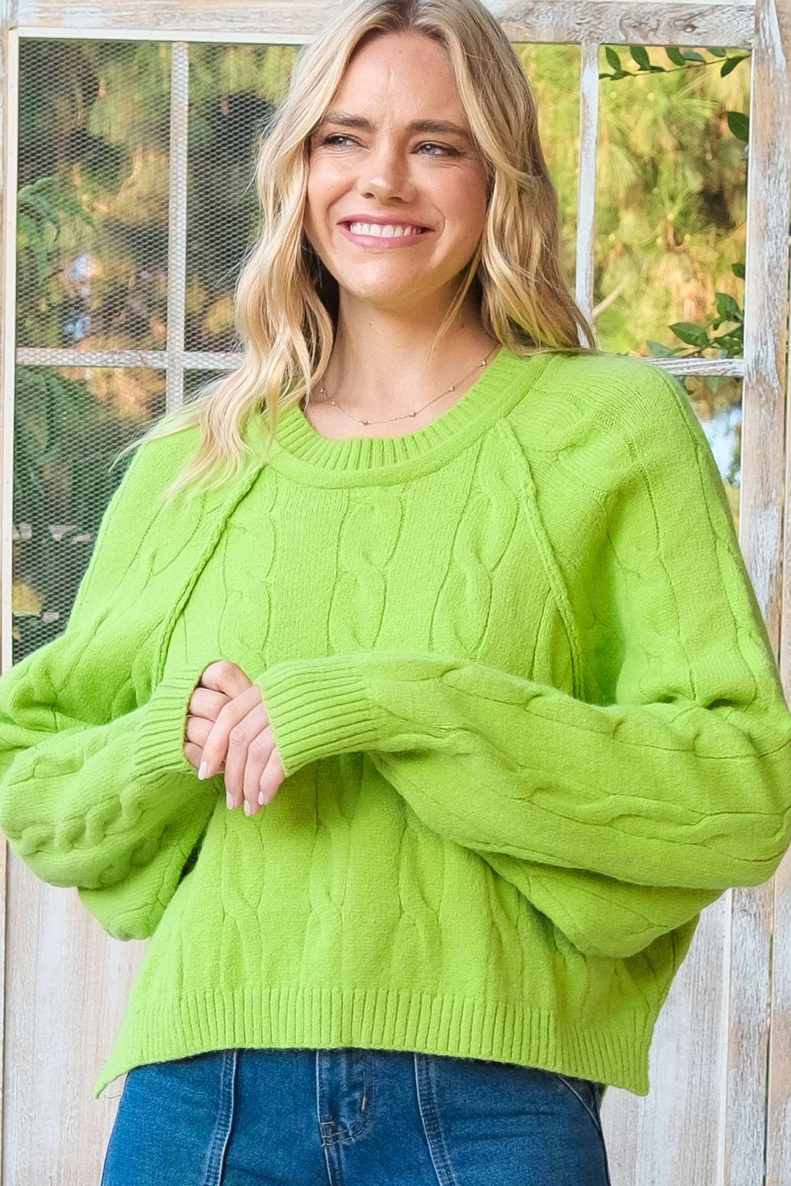 Nicabel - Wholesale Knit Sweater - Women's - Plus raglan sleeve cable knit sweater-PSW941916