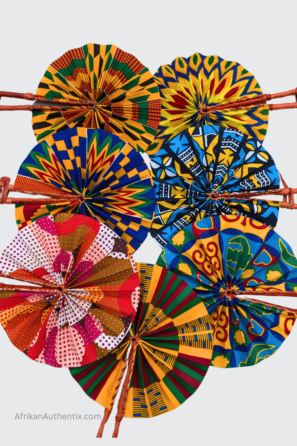 Afrikan Authentix - Vente Éventail - Éventails pliants africains assortis par 20 à motif Kente8