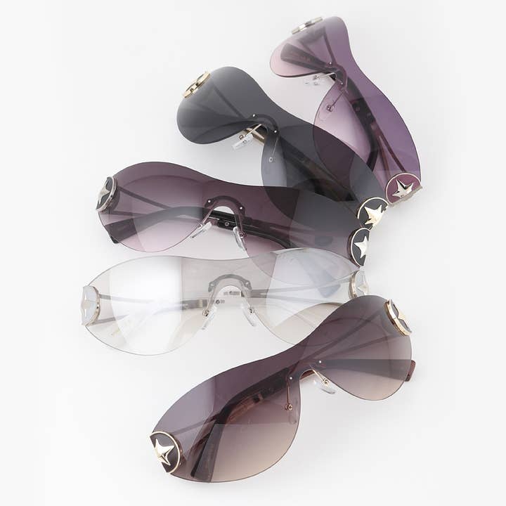 MIX Rimless Star Shield Sunglasses for wholesale on Faire