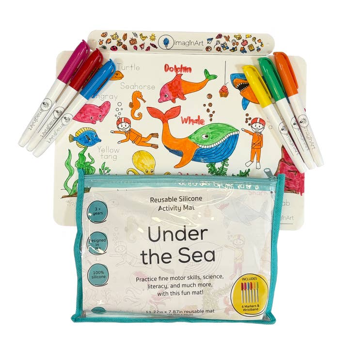Under the Sea Small Reusable Coloring Mat – Kit for wholesale by ImaginART Mats (Reusable Silicone Coloring Mats)