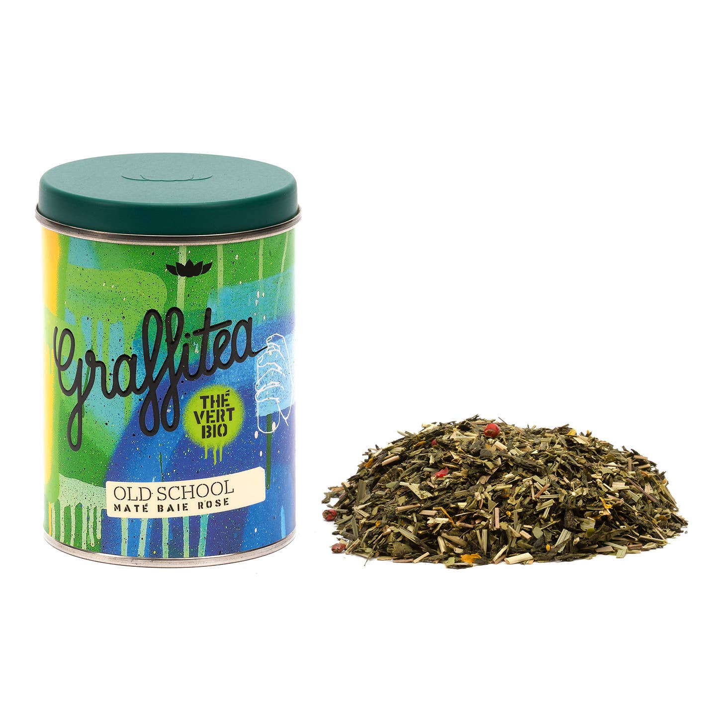 PROVENCE D'ANTAN - Wholesale Health/Detox Tea - Organic Green Tea Maté Pink Berry Old School - 80g Box / Loose1