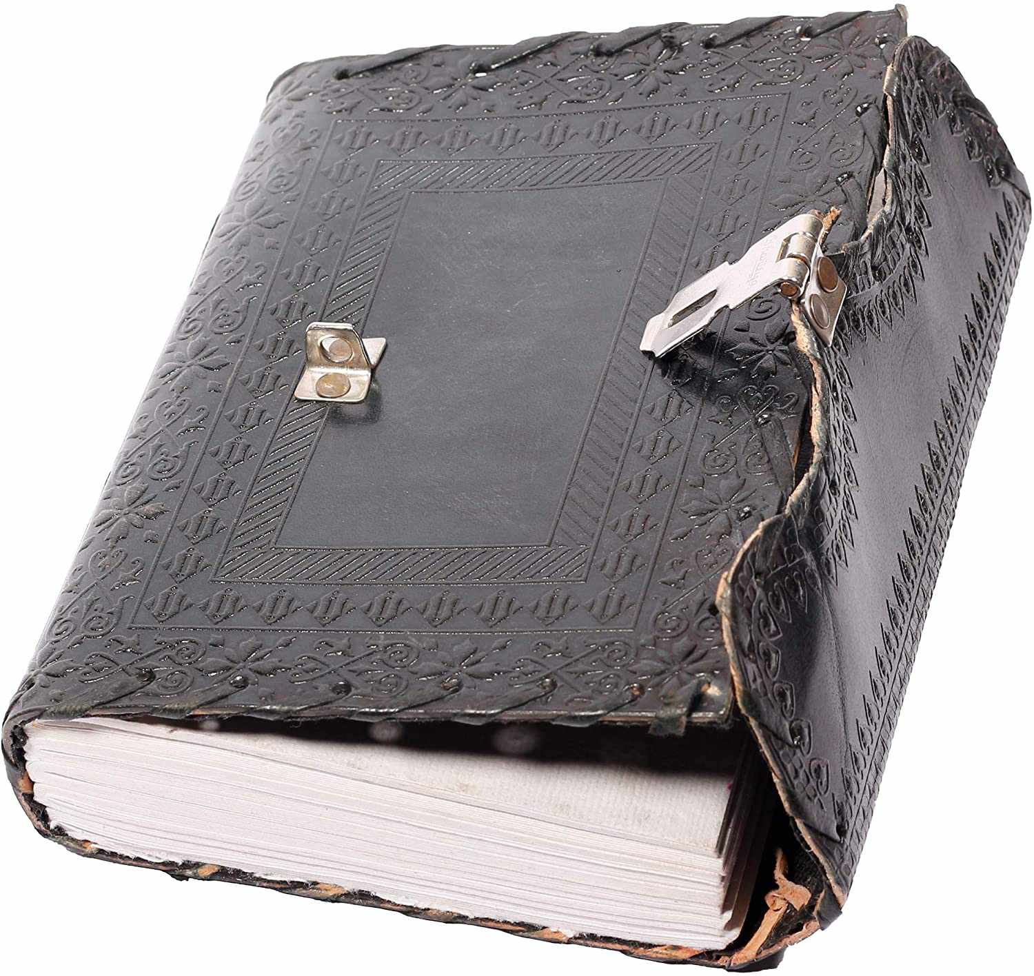 Tuzech Leather - Vente Journal intime - Journal en cuir TUZECH pour hommes et femmes, carnet en cuir pour écrire des poèmes, carnet de croquis, carnet de notes pour tenir des registres, mémoire personnel avec serrure et clé - Non ligné 7 pouces31