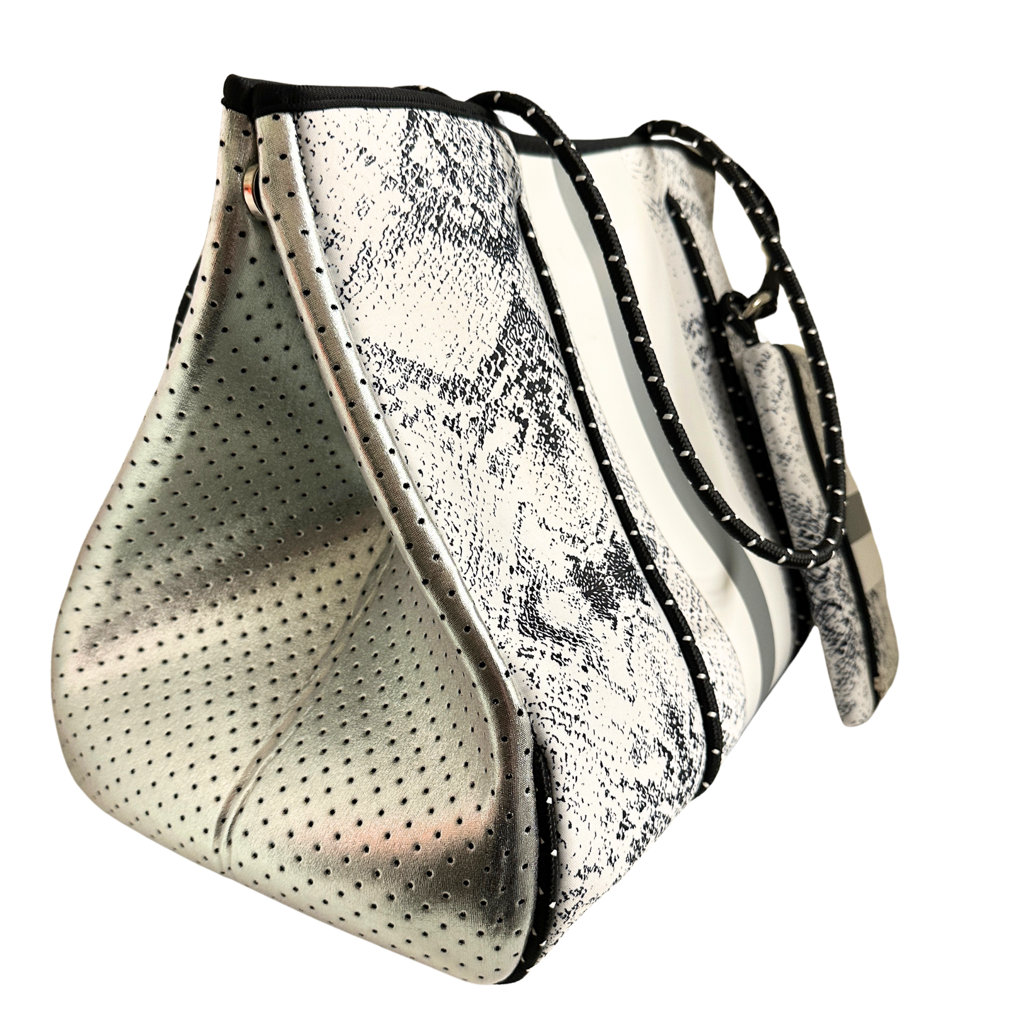 Cthru Purses - Wholesale Tote Bag - Women's - Neoprene Tote Bag Silver Snake1