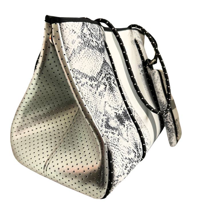 Cthru Purses - Wholesale Tote Bag - Women's - Neoprene Tote Bag Silver Snake1