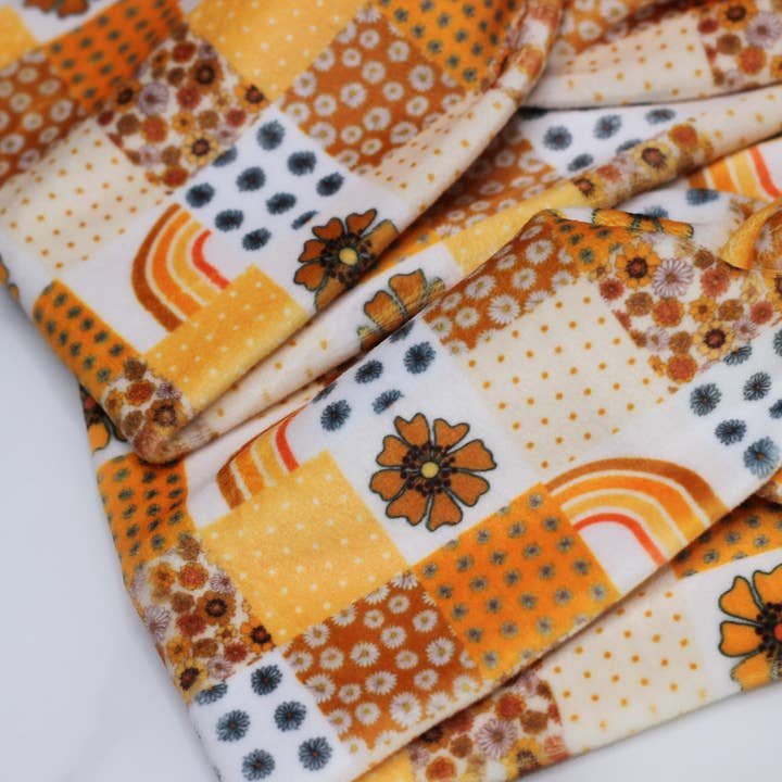 Fascia per capelli attorcigliata, patchwork in velluto giallo, taglia per adulti per la vendita all'ingrosso da parte di Luna + Liyah