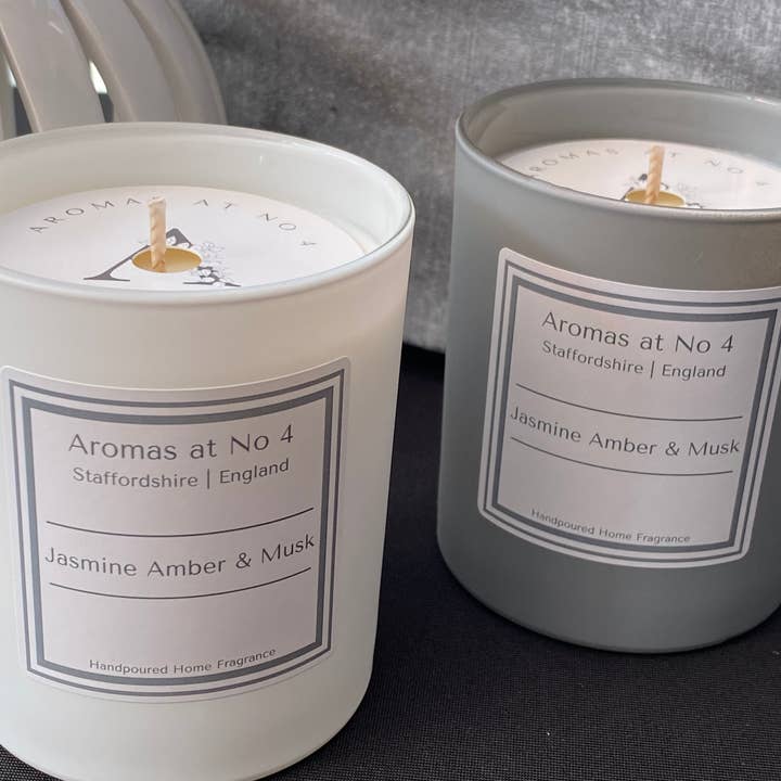 Jasmine Amber & Musk Signature Candle for wholesale by Aromas at No 4
